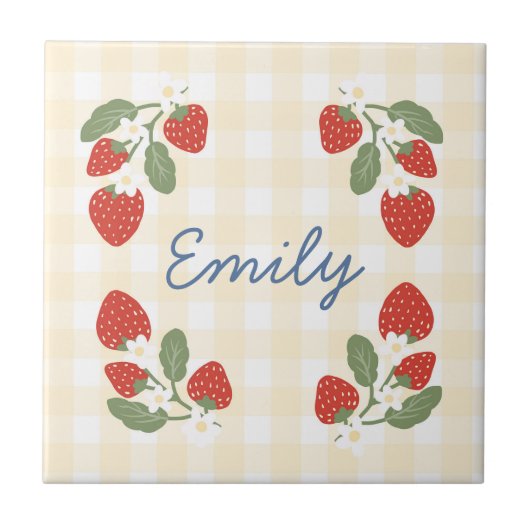 Personalisiert Strawberry Berry Sweet Party Picnic Fliese (Vorderseite)