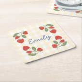 Personalisiert Strawberry Berry Sweet Party Picnic Rechteckiger Pappuntersetzer (angewinkelt)