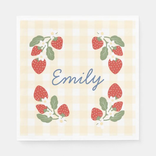 Personalisiert Strawberry Berry Sweet Party Picnic Serviette (Vorderseite)