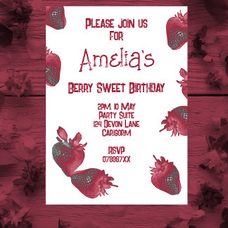 Personalisiert Strawberry Birthday Einladung