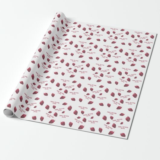 Personalisiert Strawberry Birthday Geschenkpapier (Ungerollt)