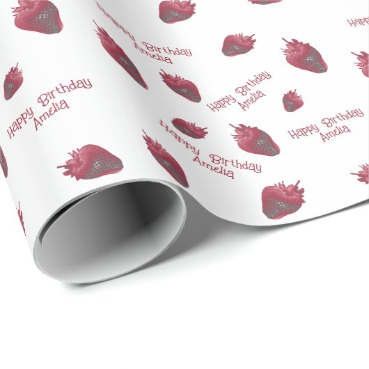Personalisiert Strawberry Birthday Geschenkpapier (Rolleneckpunkt)