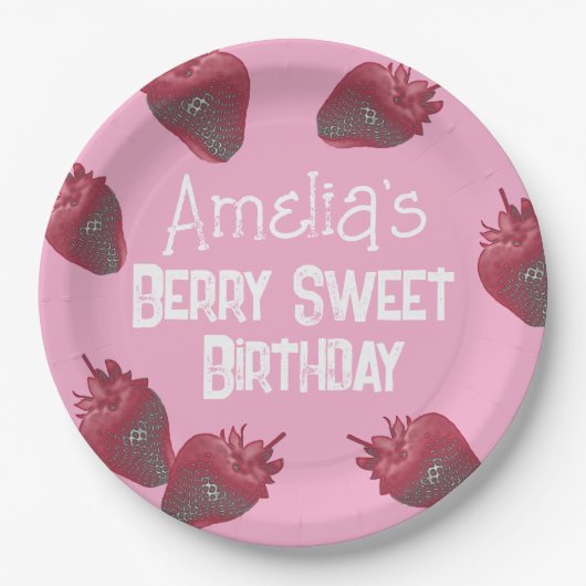 Personalisiert Strawberry Birthday Pappteller (Vorderseite)