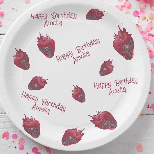 Personalisiert Strawberry Birthday Pappteller