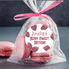 Personalisiert Strawberry Birthday Runder Aufkleber
