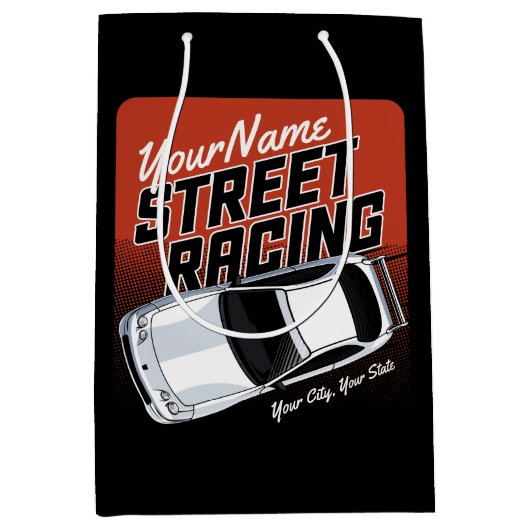 Personalisiert Street Racing Race Auto Motorsport Mittlere Geschenktüte (Vorderseite)