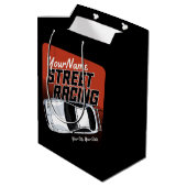Personalisiert Street Racing Race Auto Motorsport Mittlere Geschenktüte (Rückseite Schrägansicht)
