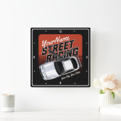 Personalisiert Street Racing Race Auto Motorsport Quadratische Wanduhr (Zuhause)