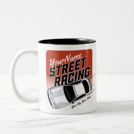 Personalisiert Street Racing Race Auto Motorsport Zweifarbige Tasse (Links)