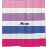 Personalisiert Streifen rosa Duschvorhang (Vorderseite)