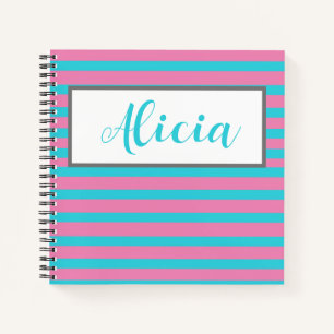 PERSONALISIERT STRIPED-DESIGN-Notebook Notizblock