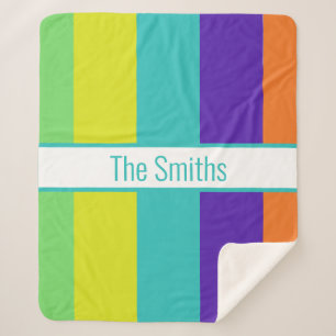 PERSONALISIERT STRIPED SHERPA BLANKET SHERPADECKE