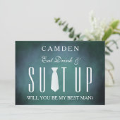 Personalisiert Suitup Werden Sie mein Bestman sein Einladung (Stehend Vorderseite)