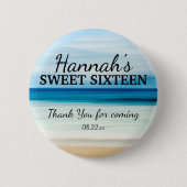Personalisiert Summer Beach Sweet 16 Danke Button (Vorderseite)