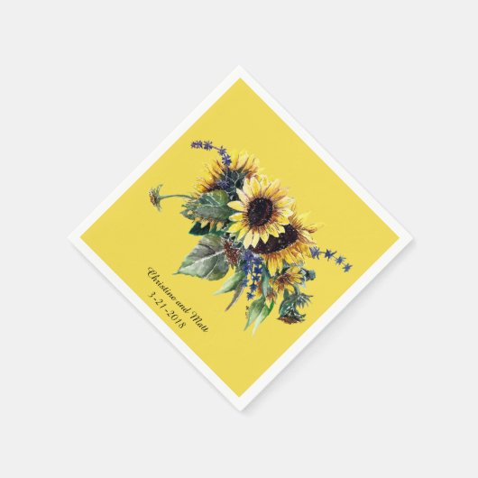 Personalisiert Sunflower Bouquet Serviette (Ecke)