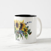 Personalisiert Sunflower Bouquet Zweifarbige Tasse (VorderseiteRechts)