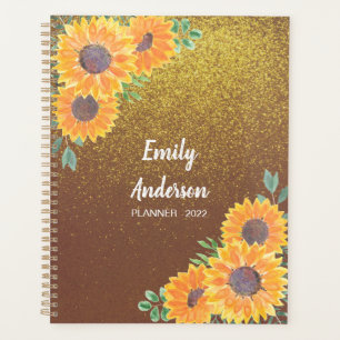Personalisiert Sunflower Gold Glitzer Planer