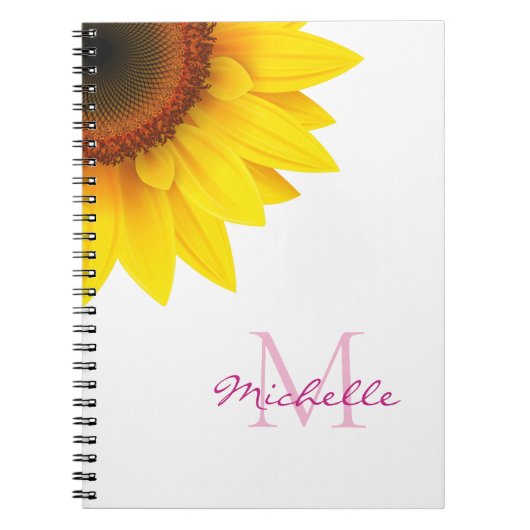 Personalisiert Sunflower Monogram Notizblock (Vorderseite)