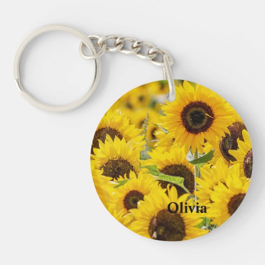 Personalisiert Sunflower Monogram Schlüsselanhänger (Vorderseite)