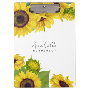 Personalisiert Sunflower Script Schriftart Feminin Klemmbrett