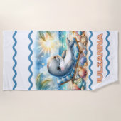 Personalisiert Sunny Dolphin Bliss Strandtuch (Vorderseite)