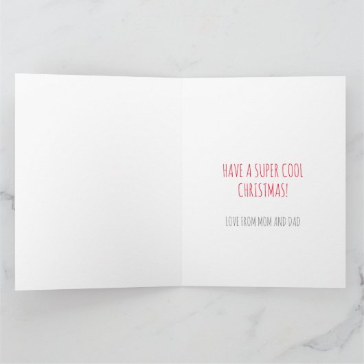 Personalisiert SUPER COOL GIRAFFE Weihnachtskarte Karte (Innenseite)