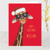 Personalisiert SUPER COOL GIRAFFE Weihnachtskarte Karte (Gelbe Blume)