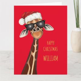 Personalisiert SUPER COOL GIRAFFE Weihnachtskarte Karte