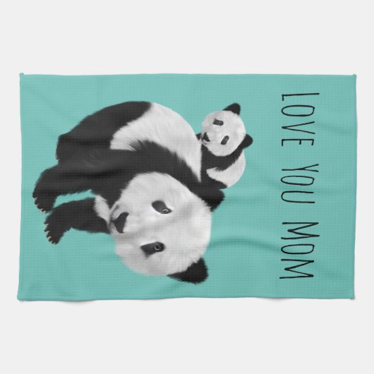 Personalisiert Super Niedlich Pandas - veränderbar Geschirrtuch (Horizontal)