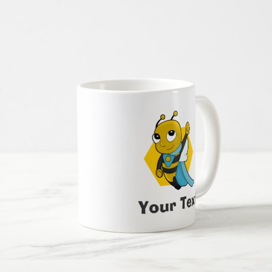 Personalisiert Superhero Biene Cartoon Kaffeepause Kaffeetasse (VorderseiteRechts)