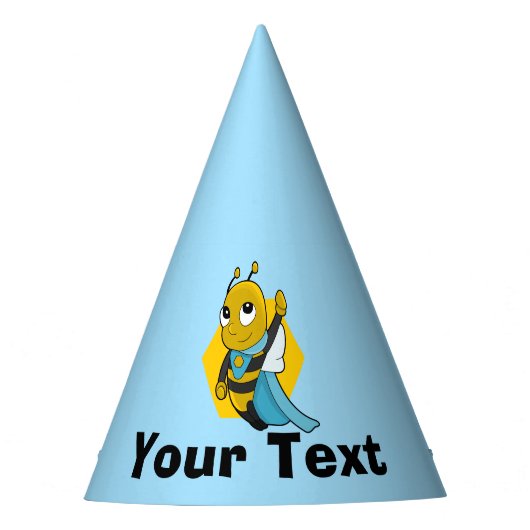Personalisiert Superhero Biene Cartoon Party Hat Partyhütchen (Vorderseite)