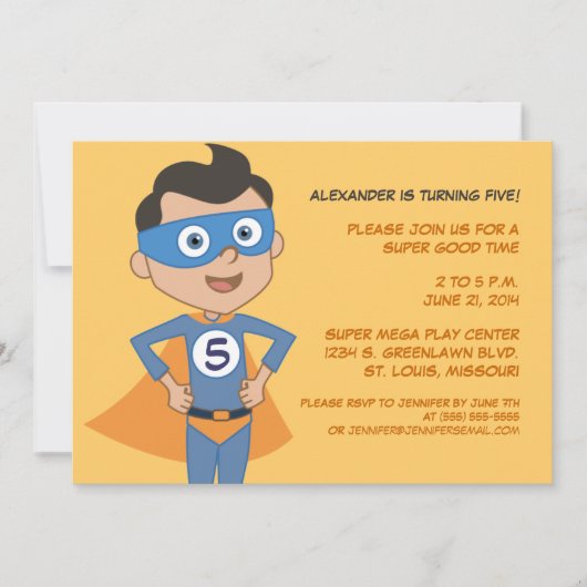 Personalisiert Superhero Kindergeburtstag Party Einladung (Vorderseite)