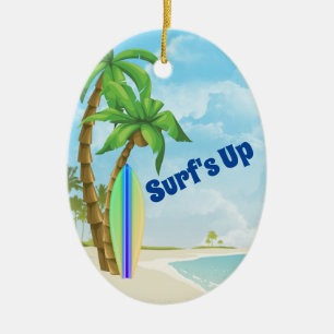 Personalisiert Surfboard Beach Surfen Weihnachten Keramik Ornament