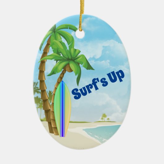 Personalisiert Surfboard Beach Surfen Weihnachten Keramik Ornament (Vorne)