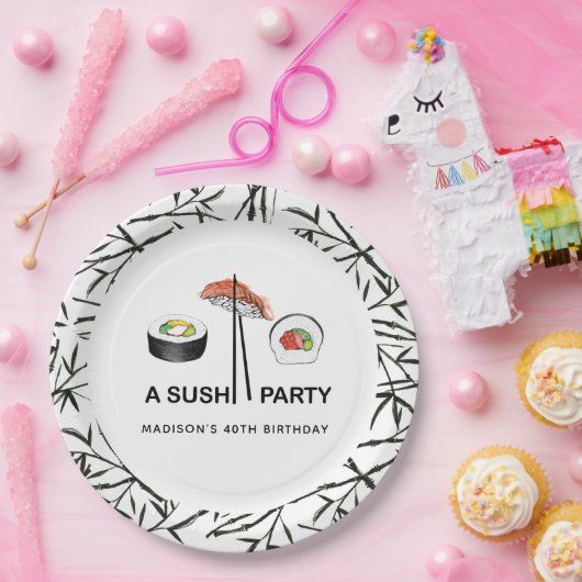 Personalisiert Sushi Birthday Modern einfach Pappteller (Party)