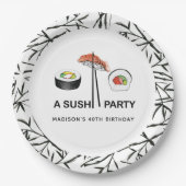 Personalisiert Sushi Birthday Modern einfach Pappteller (Vorderseite)