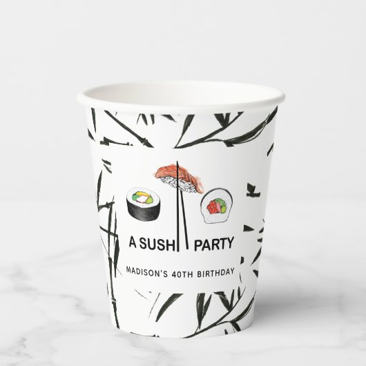 Personalisiert Sushi Birthday Party Moderne Pappbecher (Vorderseite)