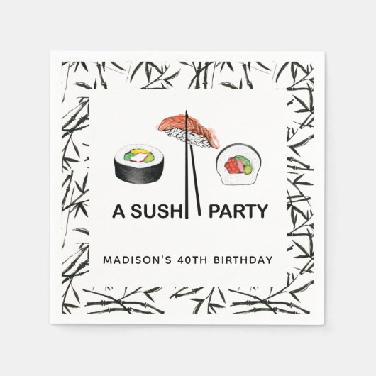 Personalisiert Sushi Birthday Serviette (Vorderseite)