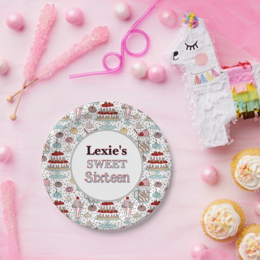Personalisiert Sweet 16 Birthday Paper Plate Pappteller (Party)