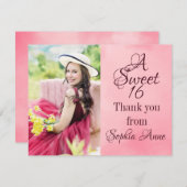 Personalisiert Sweet 16 Geburtstag Foto Vielen Dan Dankeskarte (Vorne/Hinten)