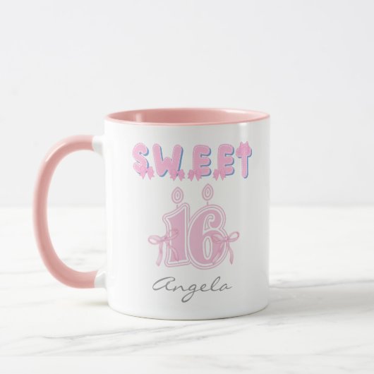 Personalisiert Sweet 16 Geburtstag Tasse (Links)