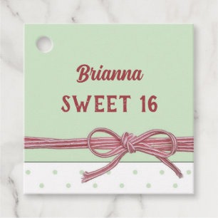Personalisiert Sweet 16 getickt mit einem Bow Polk Geschenkanhänger