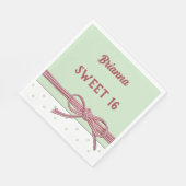 Personalisiert Sweet 16 getickt mit einem Bow Polk Serviette (Ecke)