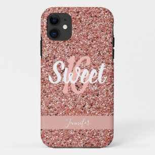Personalisiert Sweet 16 Rosa Gold Glitzer Case-Mate iPhone Hülle