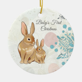 Personalisiert Sweet Bunnies Baby's 1. Weihnachten Keramik Ornament