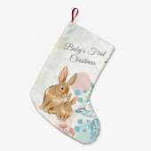 Personalisiert Sweet Bunnies Baby's 1. Weihnachten Kleiner Weihnachtsstrumpf (Vorderansicht (hängend))