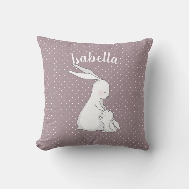 Personalisiert | Sweet Bunny Liebe Pink Polka Dot Kissen (Vorderseite)