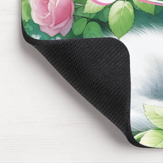 Personalisiert Sweet White Kitten Napping Mousepad (Ecke)