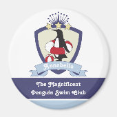 Personalisiert Swimming Club Wappen Niedlich Pengu Magnet (Vorne)