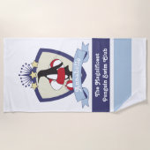 Personalisiert Swimming Club Wappen Niedlich Pengu Strandtuch (Vorderseite)